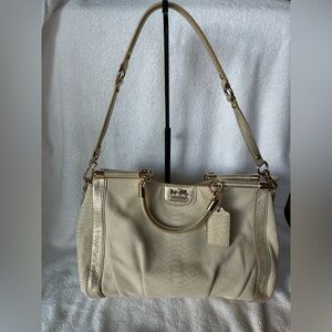 Coach Madison Leather Python Print Caroline Satchel Handbag